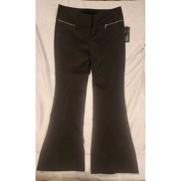 Express Black Studio Stretch Editor Stretch Pants Flared Size 8R - Picture 1 of 8